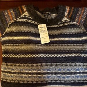 Todd Snyder Men's Striped Crewneck Sweater - Navy and Gray Medium New NWT